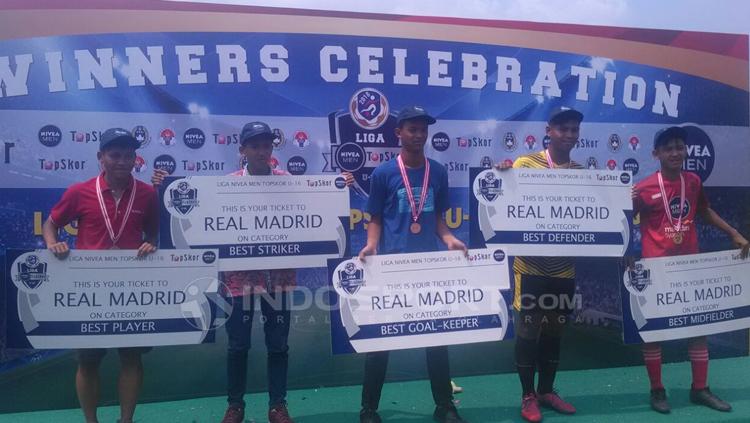 Yang berangkat ke Real Madrid, Diego Muhammad Iqbal (Soccer One) Thoriq Tifana (ASAD) Unggul Prakasa (Bina Taruna) Ari Kurnia Restu (Persira Rajeg) Usman Fatahillah (Big Star Babek).