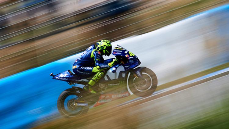Valentino Rossi saat balapan di Sirkuit Jerez dalam seri MotoGP Spanyol 2018.