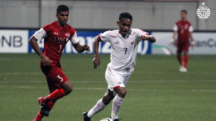 Ramdani Lestaluhu saat tampil berseragam Persija melawan Home United.