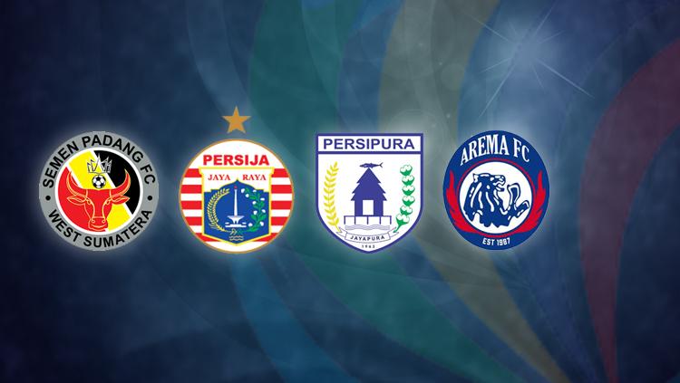 Semen Padang, Persija Jakarta, Persipura Jayapura, dan Arema FC.