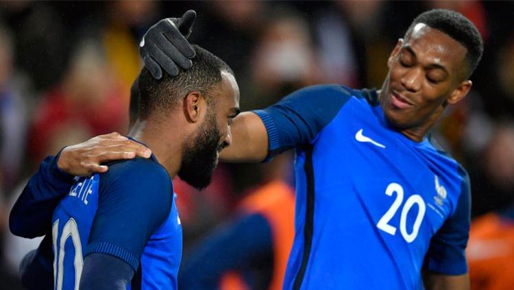 Alexandre Lacazette dan Anthony Martial di Timnas Prancis