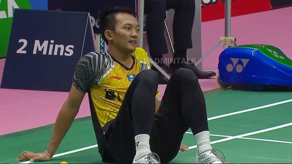 Ihsan Maulana Mustofa pasca melawan wakil Thailand di Thomas Cup 2018. Copyright: instagram.com/badmintalk_com