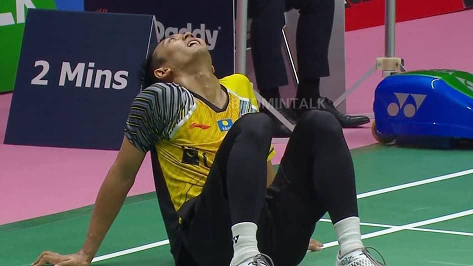 Ihsan Maulana Mustofa pasca melawan wakil Thailand di Thomas Cup 2018. - INDOSPORT