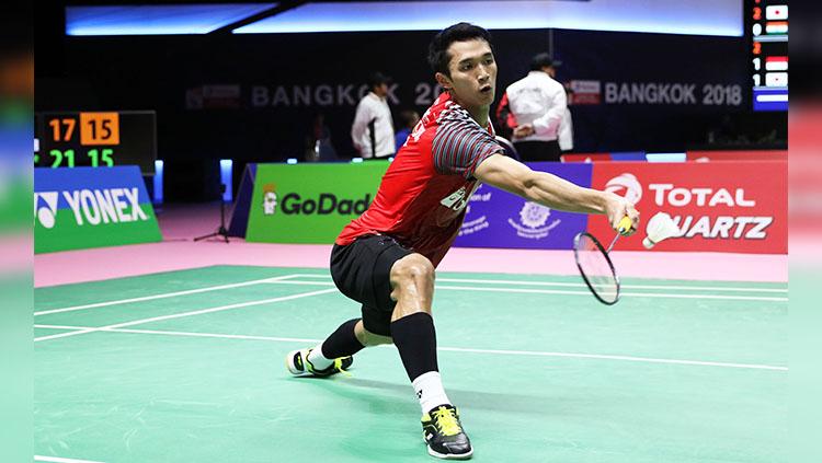 Jonathan Christie saat bertanding di Piala Thomas 2018. - INDOSPORT