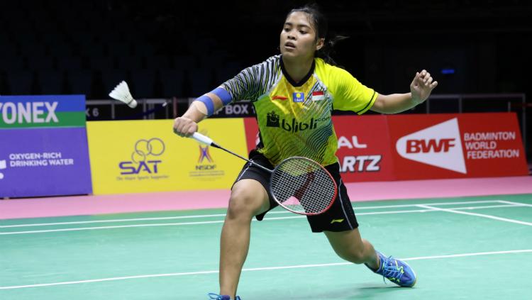 Gregoria Mariska Tunjung dalam laga Piala Uber 2018. - INDOSPORT