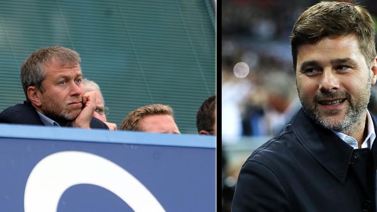 Pemilik Chelsea, Roman Abramovich dan Mauricio Pochettino, pelatih Tottenham Hotspur. - INDOSPORT