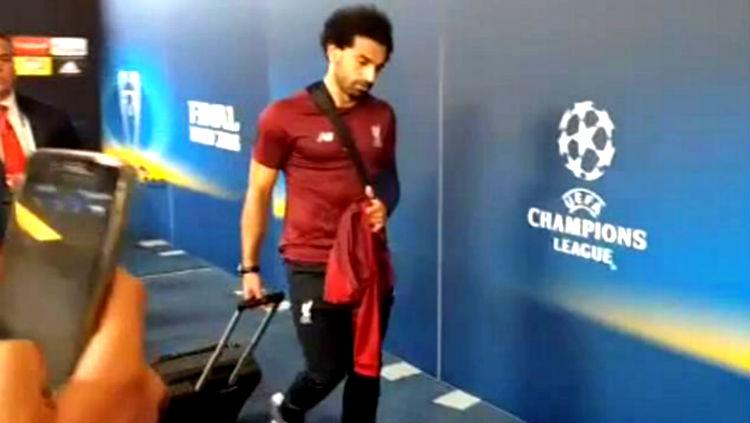 Tampilan Mohamed Salah usai pertandingan final Liga Champions.