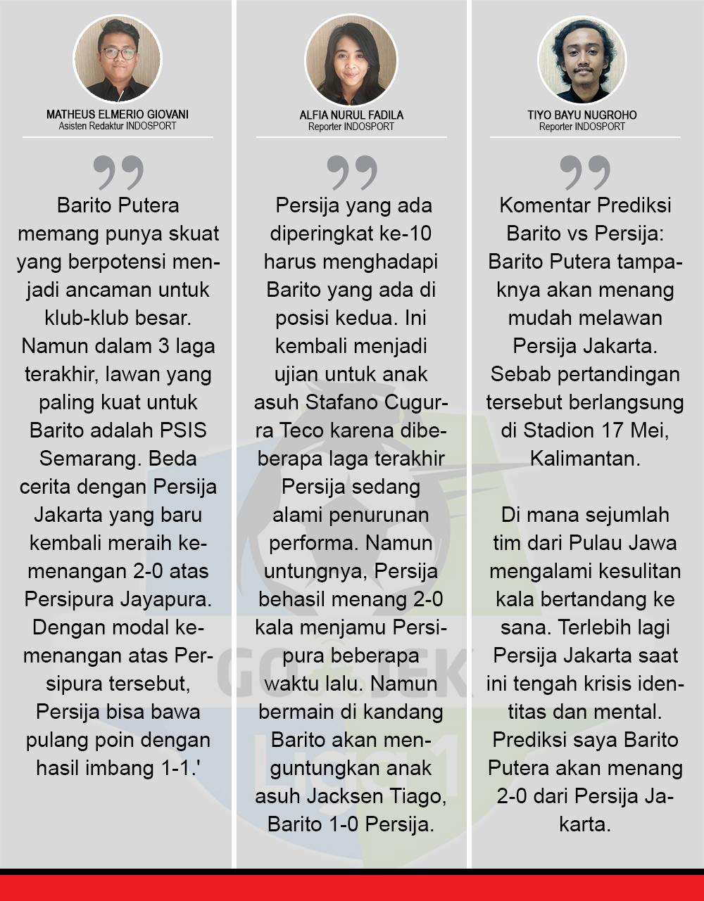 Barito Putera vs Persija Jakarta (Komentar) Copyright: Indosport.com