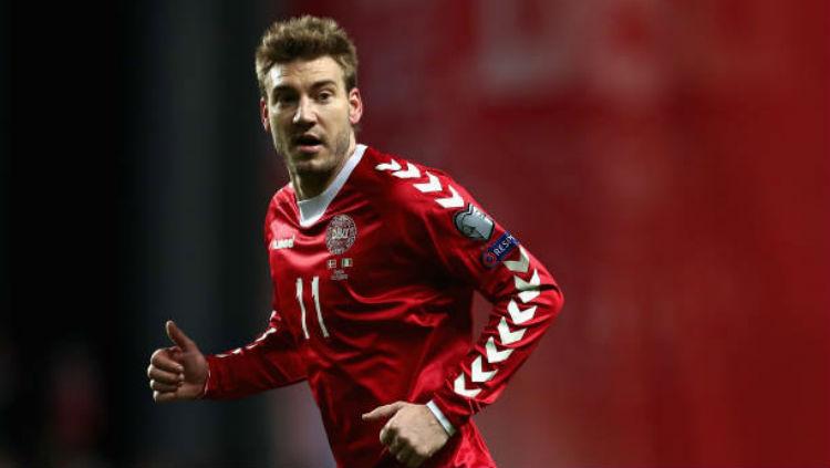 Nicklas Bendtner saat bermain untuk Timnas Denmark.