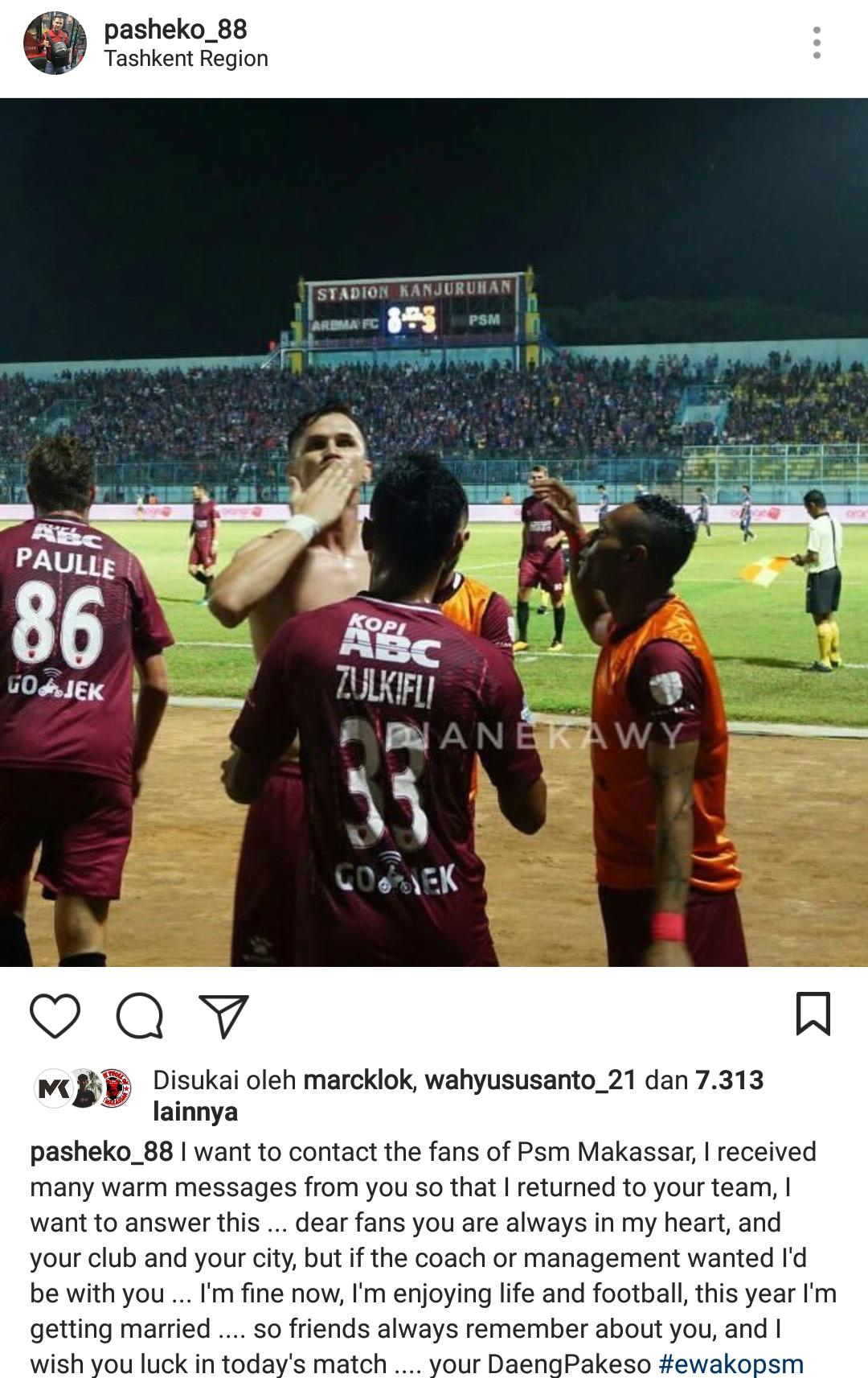 Pavel Purishkin curhat di Instagramnya soal isu kembali ke PSM Makassar. Copyright: Instagram/Pavel Purishkin