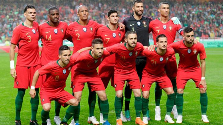 Skuat Timnas Portugal saat laga uji coba melawan Aljazair.