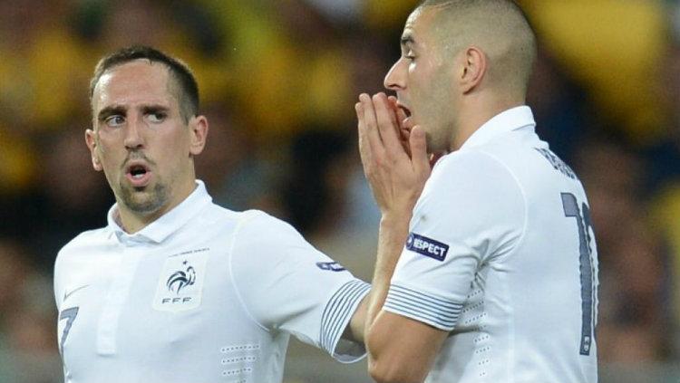 Frank Ribery dan Karim Benzema saat membela Timnas Prancis.
