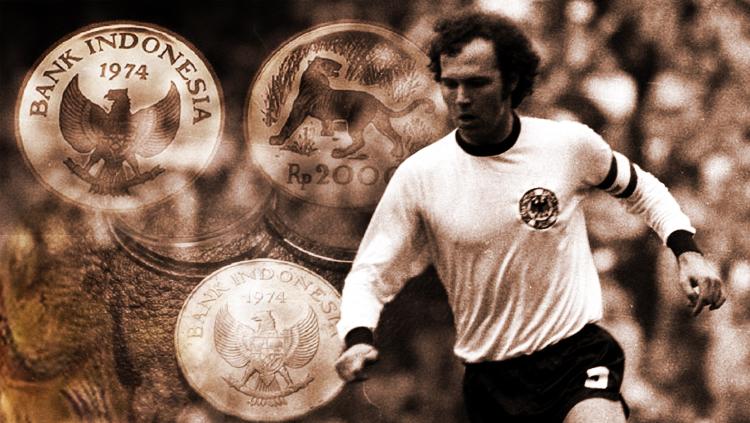 Franz Beckenbauer dan koin Indonesia Piala Dunia pada tahun 1974. - INDOSPORT