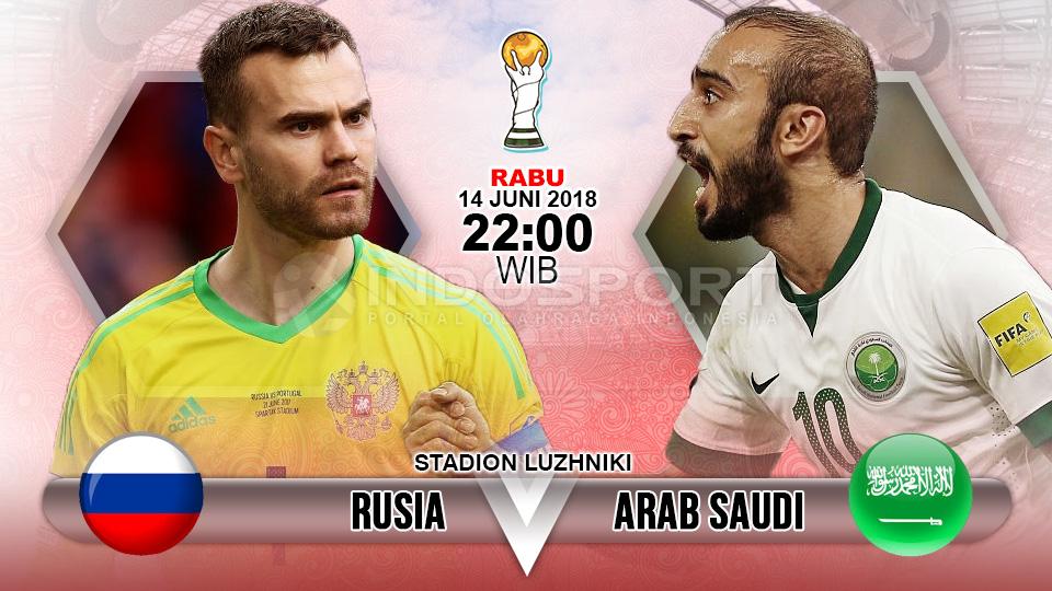 Prediksi pertandingan Piala Dunia 2018 antara Rusia vs Arab Saudi.