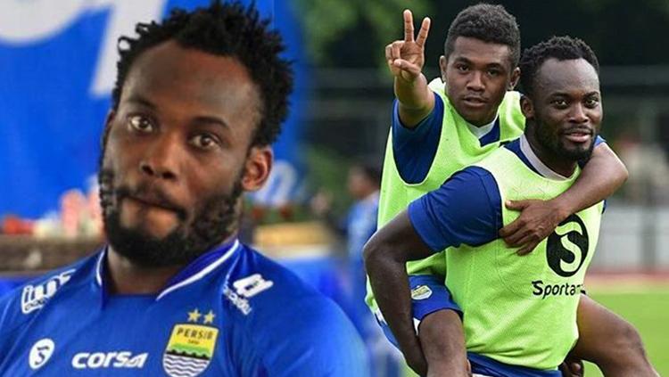 Michael Essien dan Billy Keraf Copyright: Tribunnews.com