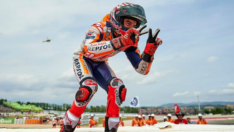 Marc Marquez finish runner up di MotoGP Catalunya 2018. - INDOSPORT