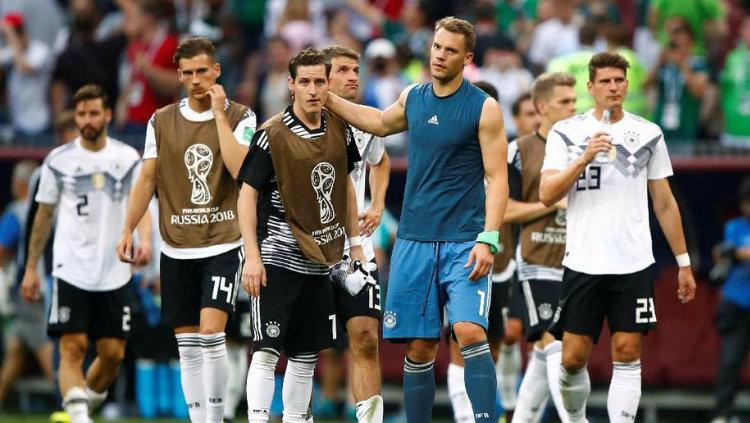 Pemain Jerman usai kalah dari Meksiko di Piala Dunia 2018. - INDOSPORT