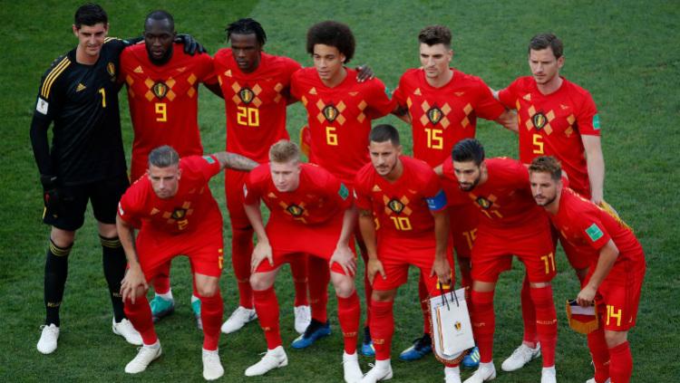 Starting line-up Timnas Belgia berfoto sebelum laga menghadapi Panama, Grup F Piala Dunia 2018, Senin (18/06/18) malam. - INDOSPORT