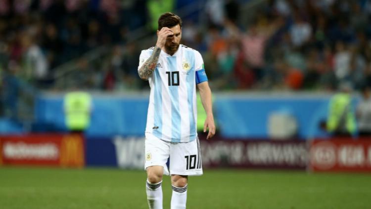 Lionel Messi usai Argentina kalah dari Kroasia di laga Grup D Piala Dunia 2018. - INDOSPORT