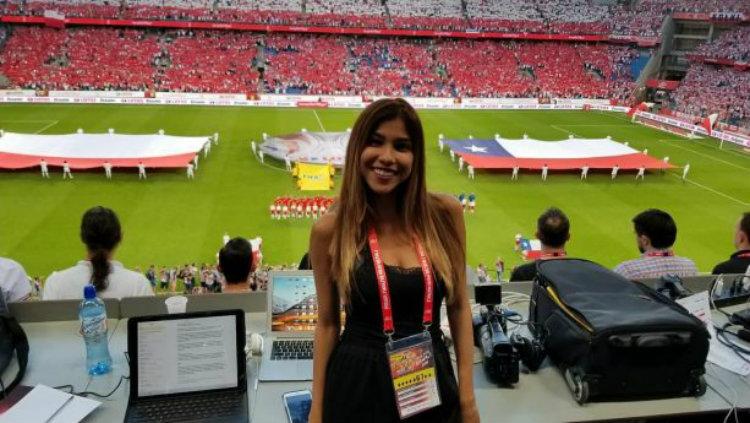 Julieth Gonzalez Theran, reporter yang diganggu saat liputan Piala Dunia 2018. - INDOSPORT