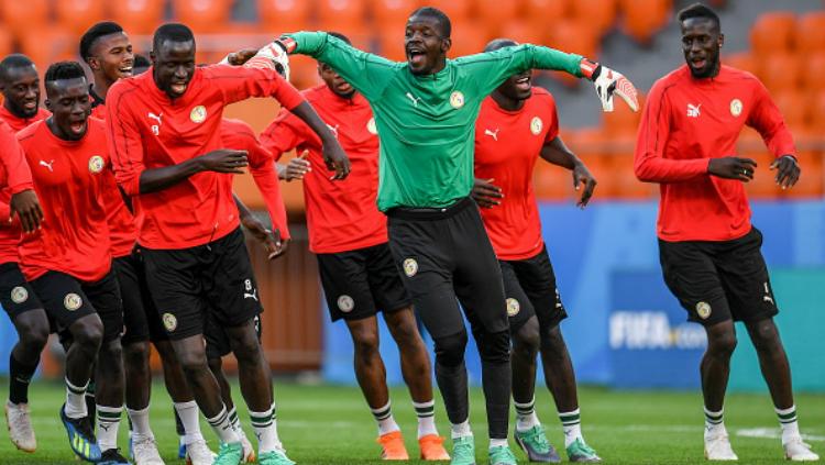 Sesi latihan Senegal dengan yel-yel dan tarian di Piala Dunia 2018.