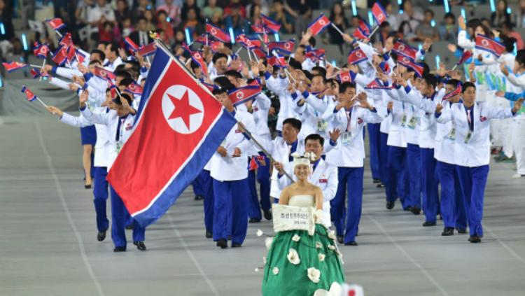 Defile atlet Korea Utara di Asian Games 2014.