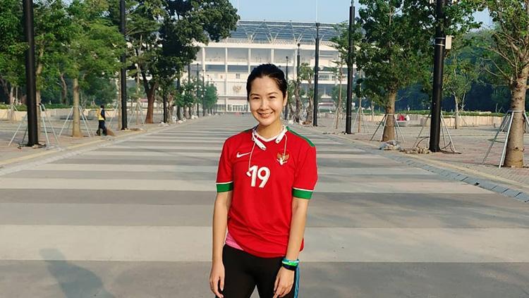 Liana Tasno berfoto usai melakukan lari. - INDOSPORT