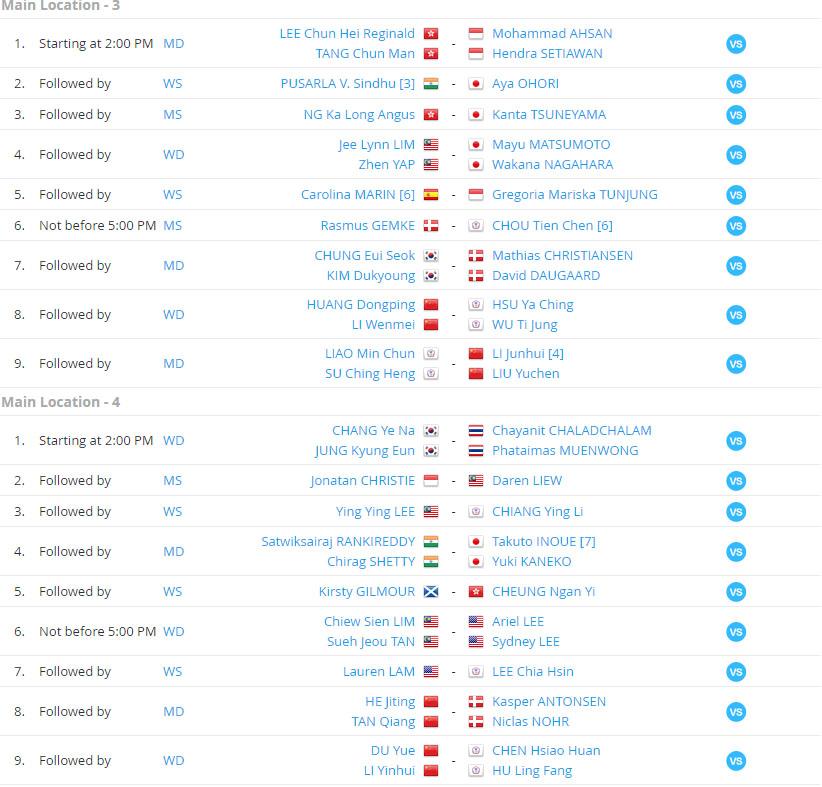 Jadwal Malaysia Open 2018 hari kedua, Rabu (27/06/18). Copyright: Tournamensoftware