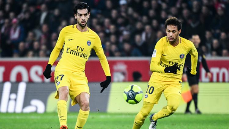 Neymar dan Javier Pastore ketika masih di Paris Saint-Germain.