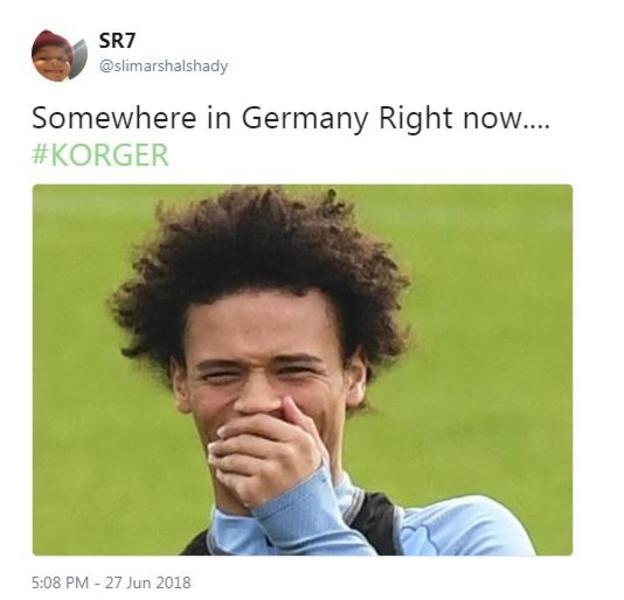 Meme Leroy Sane atas kegagalan Jerman di Piala Dunia 2018 Copyright: BBC
