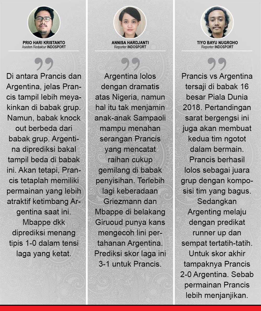 Komentar Prediksi Prancis vs Argentina Copyright: Indosport.com