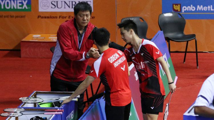 Asisten pelatih Kevin/Marcus Aryono Miranat.