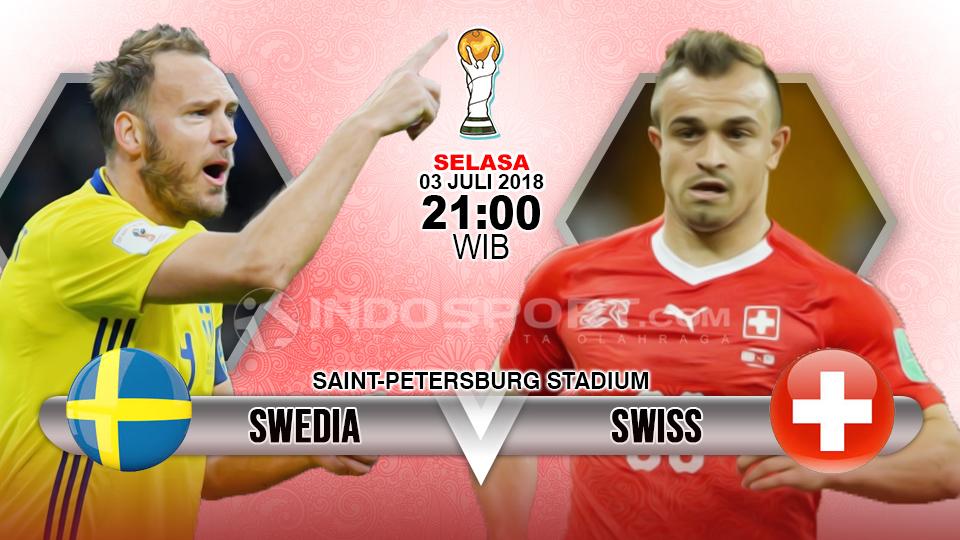 Swedia vs Swiss di Piala Dunia 2018.