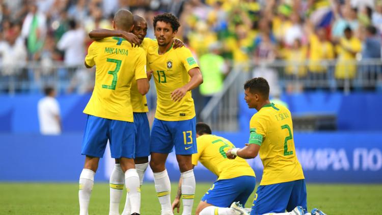 Brasil sukses melaju ke babak 8 besar Piala Dunia 2018. Copyright: INDOSPORT