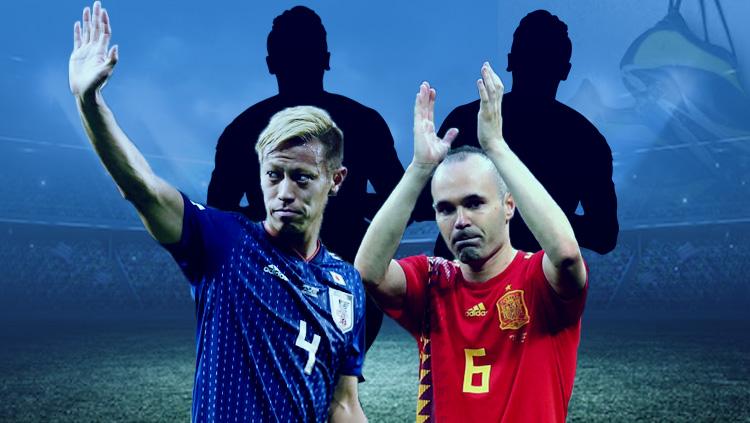 Keisuke Honda dan Andres Iniesta memilih untuk pensiun di Timnas. - INDOSPORT