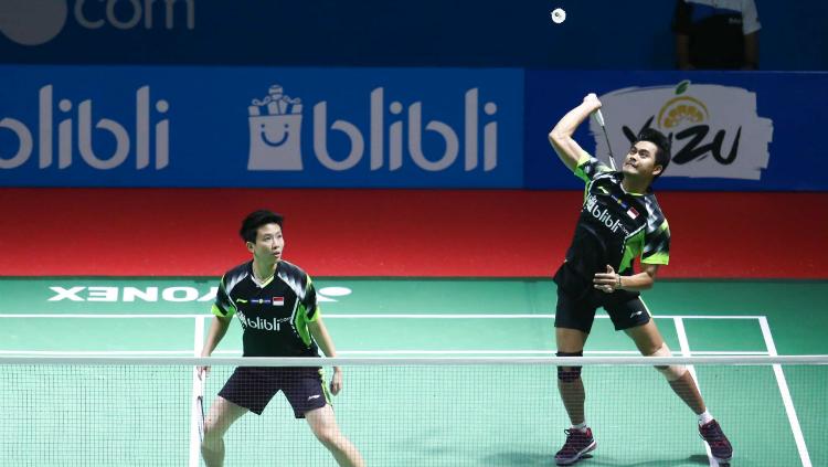 Tontowi Ahmad/Liliyana Natsir di babak pertama Indonesia Open 2018.