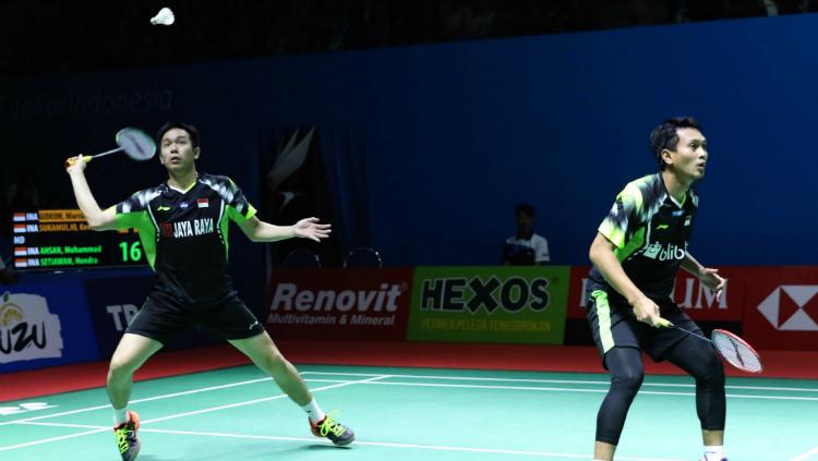 Hendra Setiawan/Mohammad Ahsan di Indonesia Open 2018.