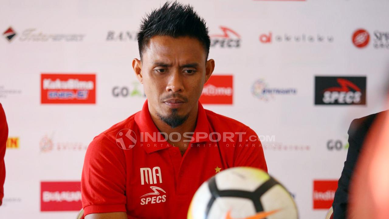 Maman Abdurahman dalam sesi konferensi pers jelang laga melawan PSM Makassar, di Bantul, Yogyakarta. Kamis (05/07/18). Copyright: Wira Wahyu Utama/Football265.com