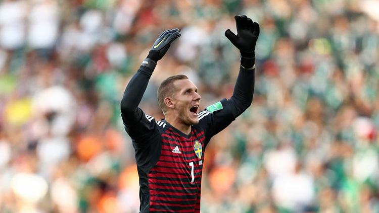 Kiper Swedia Robin Olsen di Piala Dunia 2018. - INDOSPORT