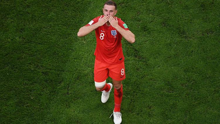 Gelandang Inggris Jordan Henderson di Piala Dunia 2018. Copyright: INDOSPORT.com