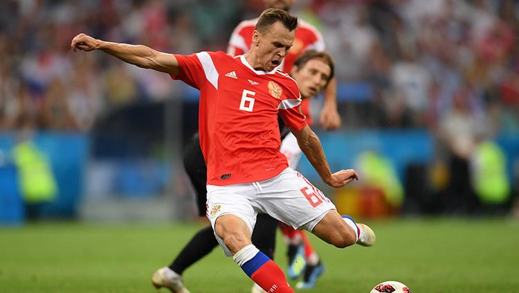 Denis Cherysev mencetak gol pembuka bagi Rusia saat melawan Kroasia.