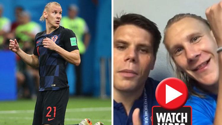 Domagoj Vida dan Ognjen Vukojevic dalam video mereka. Copyright: Internet