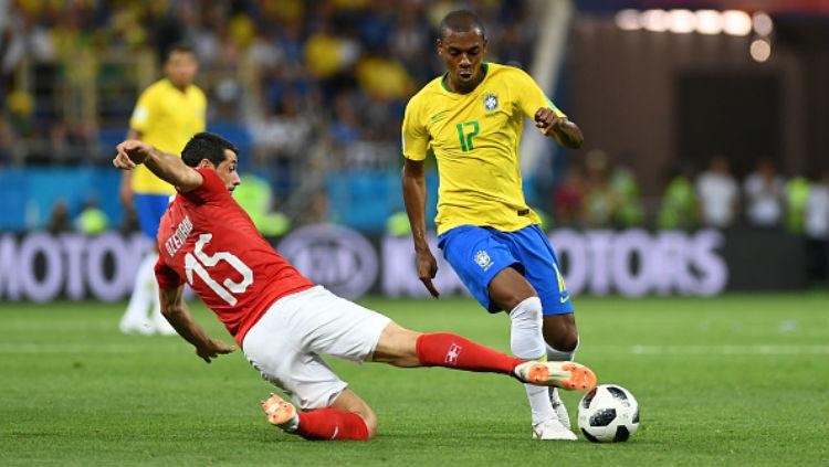 Aksi Fernandinho di Piala Dunia 2018. - INDOSPORT