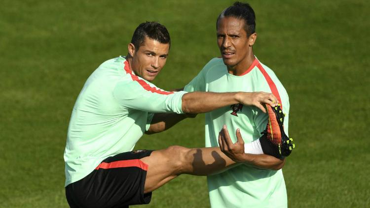 Cristiano Ronaldo dan Bruno Alves latihan bersama Timnas Portugal