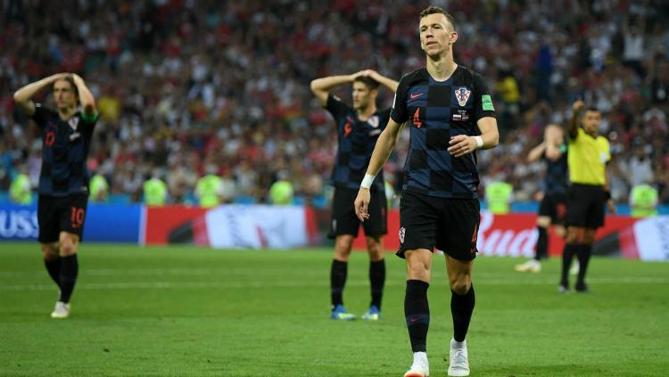 Gelandang serang Timnas Kroasia, Ivan Perisic saat menghadapi Inggris.