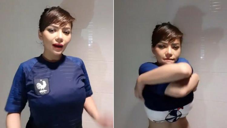 Dinar Candy kembali mengunggah video menantang usai Prancis juara Piala Dunia 2018. - INDOSPORT