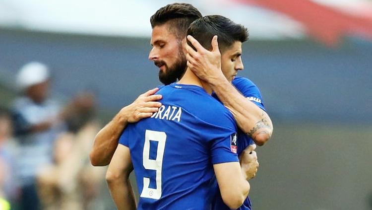Pemain Chelsea, Olivier Giroud dan Alvaro Morata. - INDOSPORT