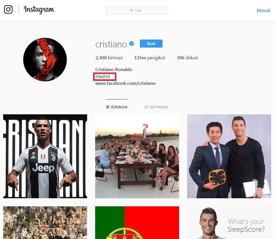 Halaman Instagram milik Cristiano Ronaldo, yang belum move on dari Real Madrid. Copyright: instagram.com/cristiano