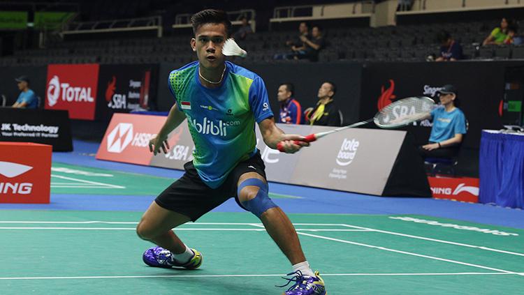Firman Aldul Kholik dalam aksinya di babak kualifikasi pertama Singapura Open 2018.