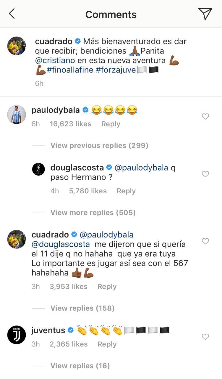 Paulo Dybala yang mengejek Cuadrado di Instagram. Copyright: Instagram/Cuadrado